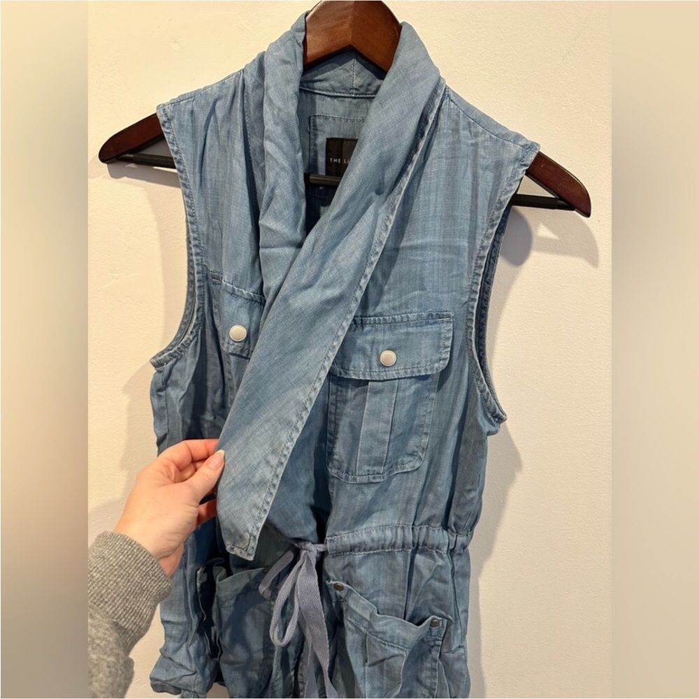 The Limited Chambray Utility Vest Draw String Waist Safari Coastal Festival